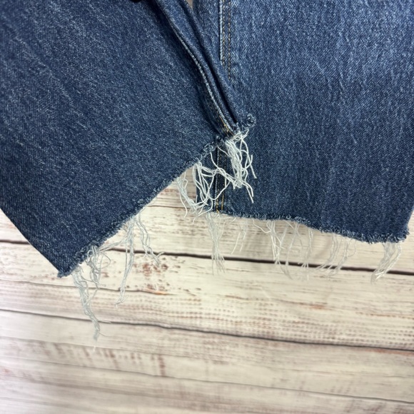 Old Navy Jeans slouchy raw hem size 2 Dark Blue Distressed Straight Leg Jeans - Picture 4 of 10